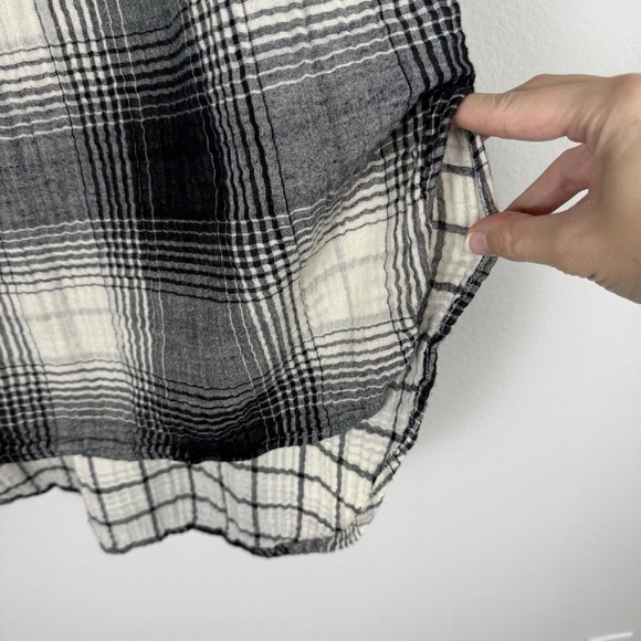 Anthropologie Plaid Embroidered Tunic Top Womens Medium Boho Western Rustic - Picture 7 of 13